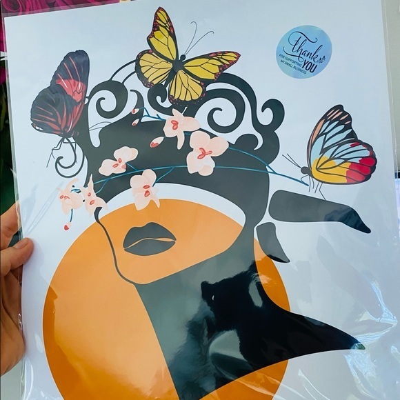 Modern Wall Art Print Butterfly Girl Unframed - Picture 11 of 12